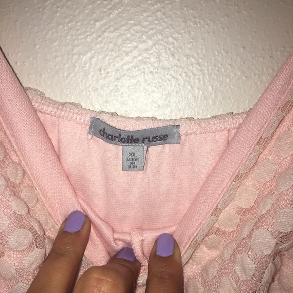 Charlotte Russe baby pink dot detail peplum - Picture 3 of 4